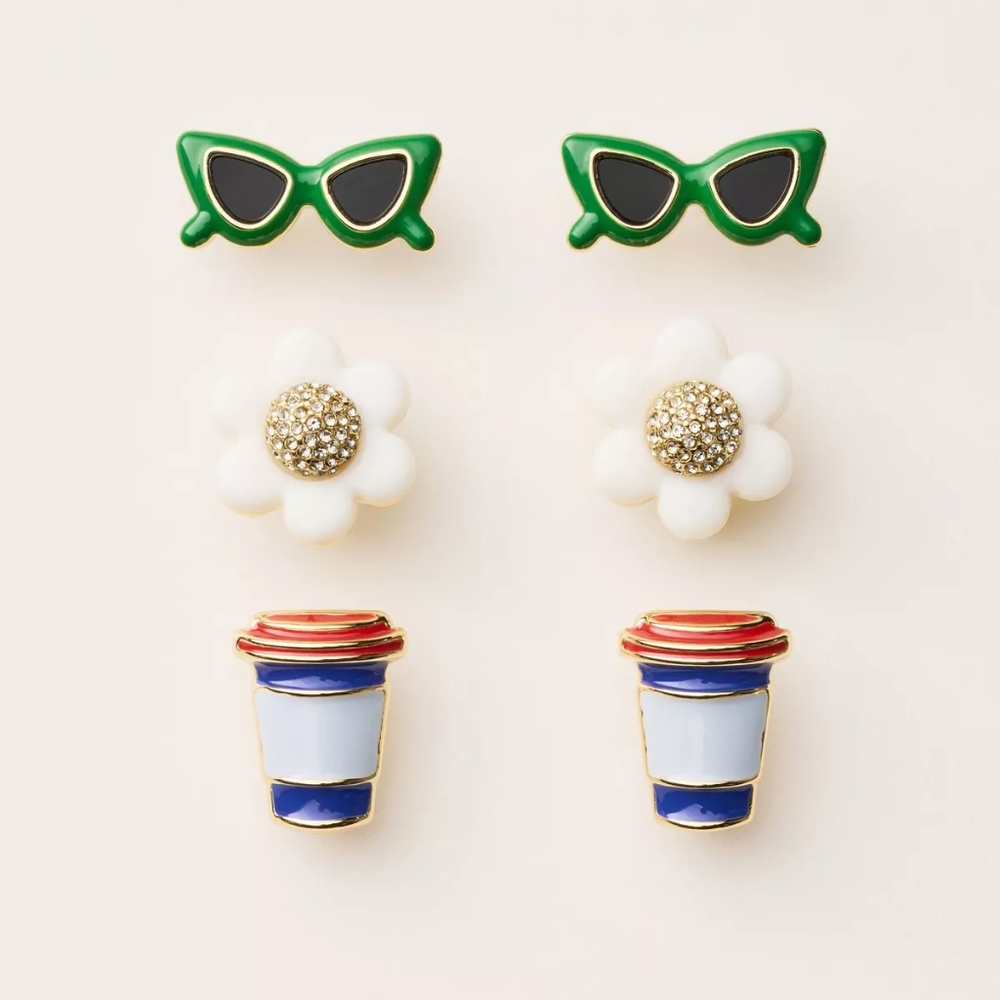 KATE SPADE x TARGET set of 3 stud earrings NIB